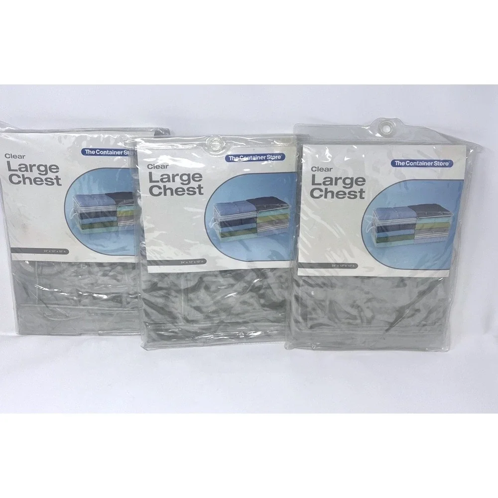 Lot Of 3 The Container Store Clear large Chest Storage Bags 24x12x10 NOS Sealed